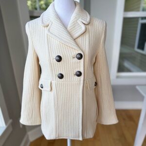 Vintage Y2K Juicy Couture Ivory Cream Fitted Pea Coat Winter Jacket Size Small